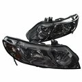 Overtime Headlights for 2006-2011 Honda Civic 4 Door - Smoke OV2654365